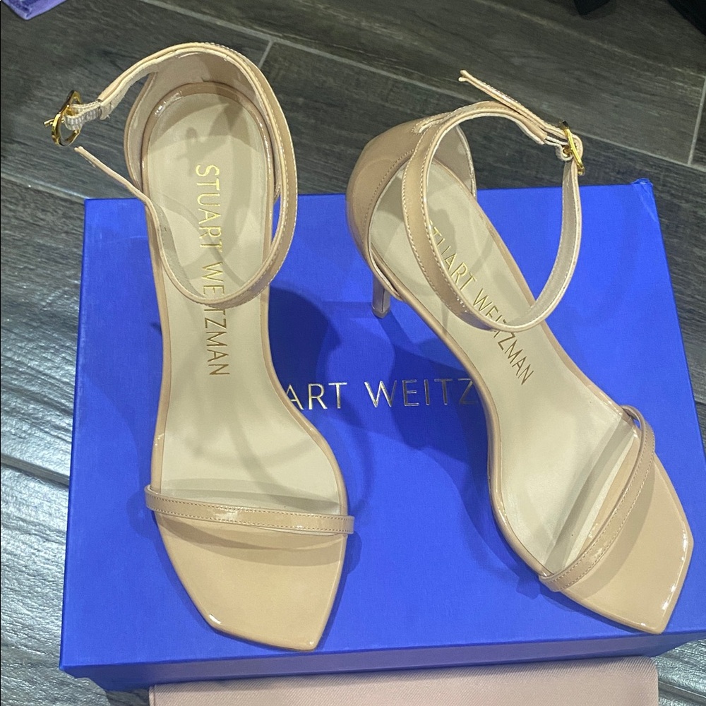 Stuart Weitzman Nude Beige Ankle-Strap Heels